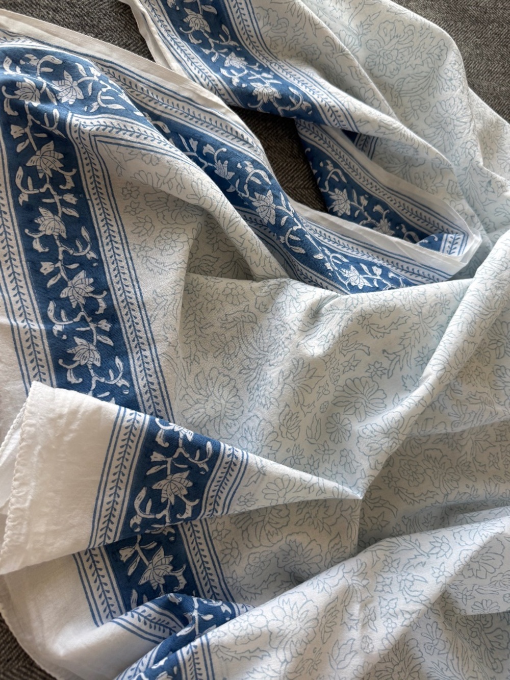 NWOT, SZ BLOCKPRINTS, HAND PRINTED, BLOCKED SARONG IN BLUE/WHITE